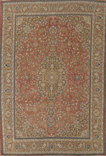 Vintage Floral Mashad Persian Area Rug 10x13