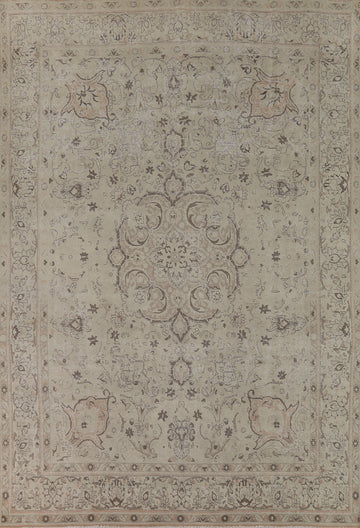 Distressed Muted Tabriz Persian Area Rug 9x12