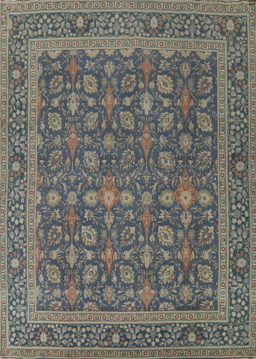 All-Over Blue Floral Tabriz Persian Area Rug 10x13