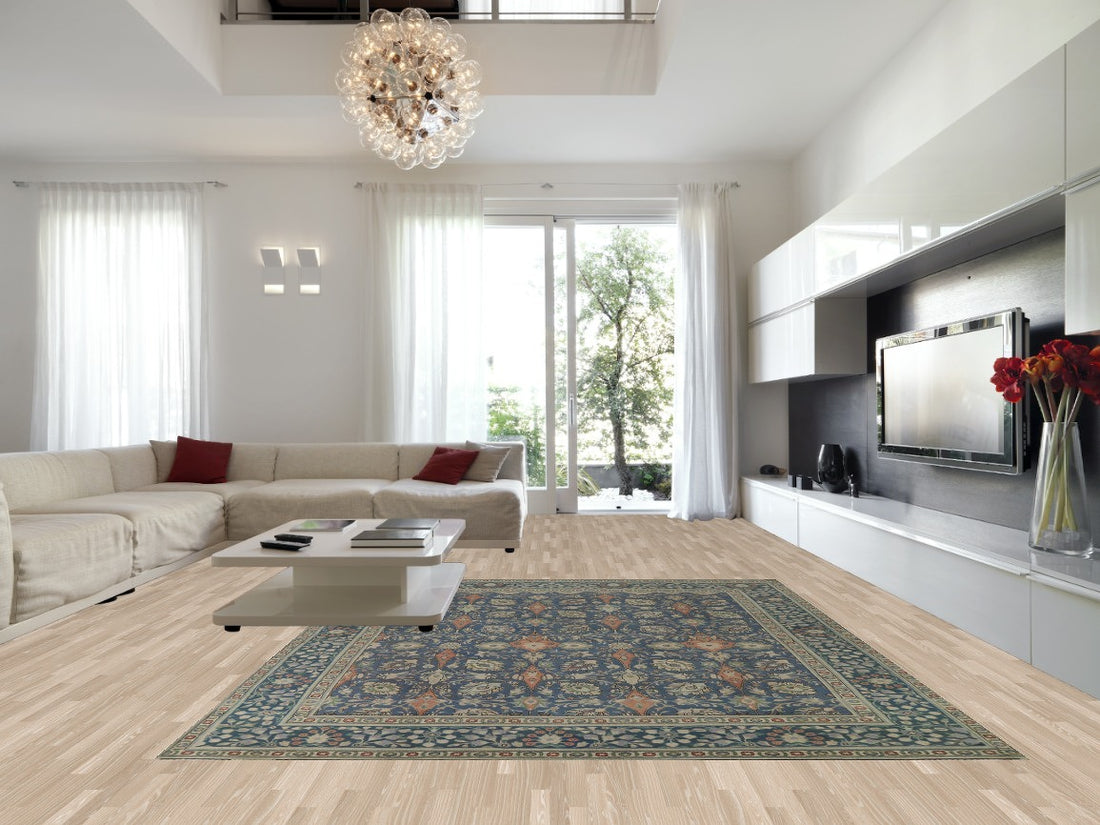 All-Over Blue Floral Tabriz Persian Area Rug 10x13