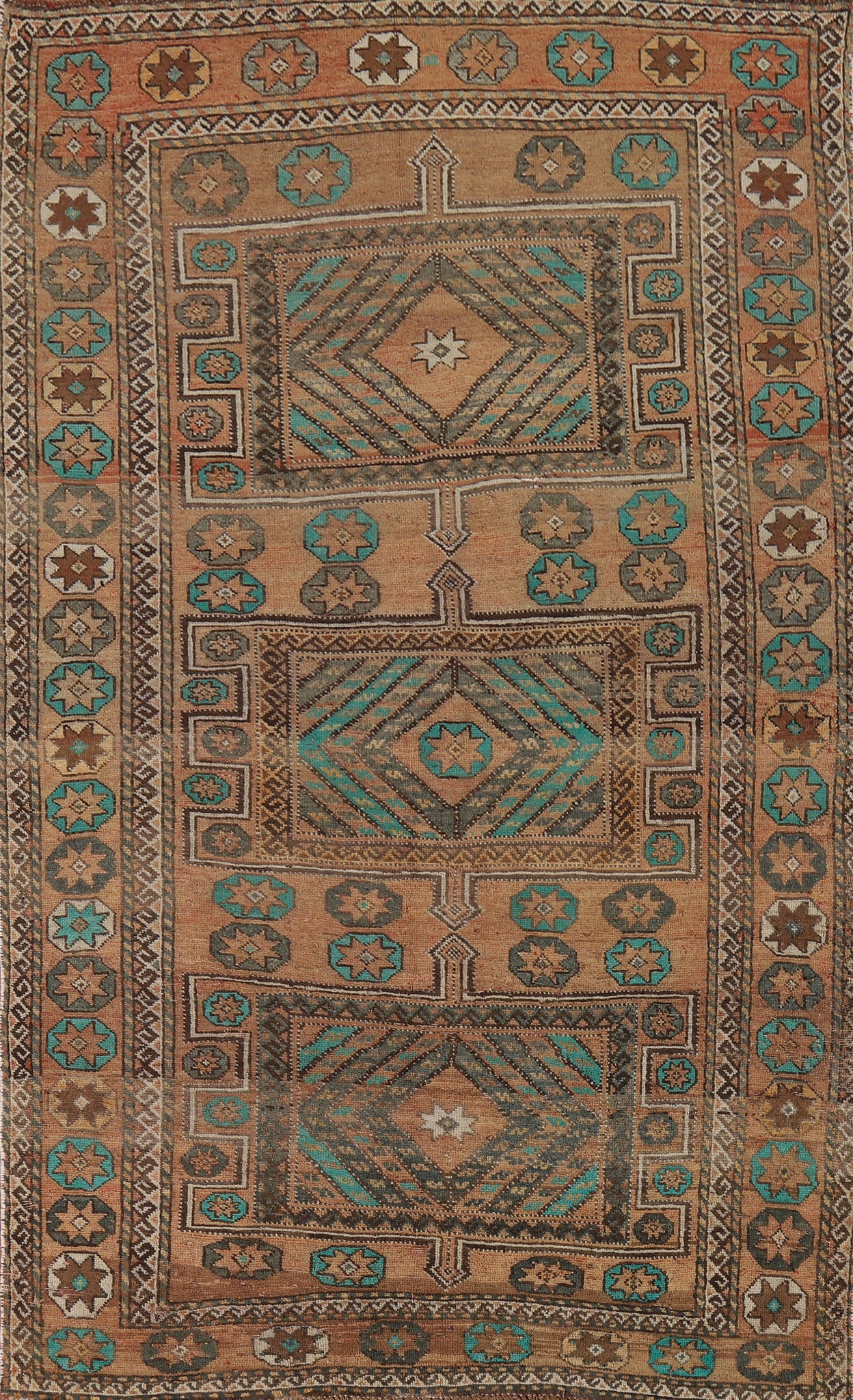 Vintage Wool Geometric Shiraz Persian Area Rug 6x9