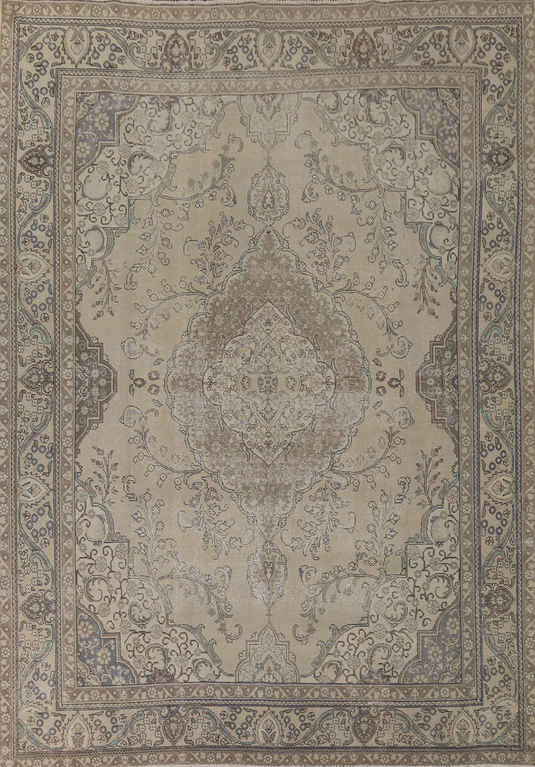 Distressed Wool Tabriz Persian Area Rug 10x13