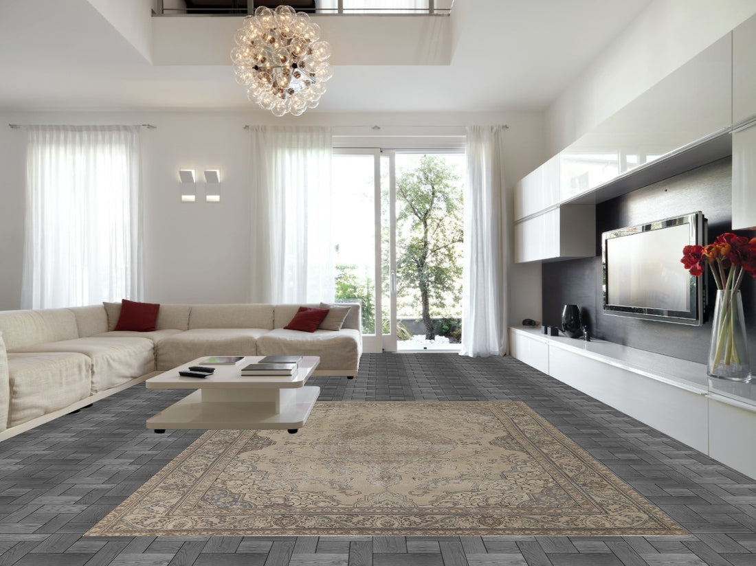 Distressed Wool Tabriz Persian Area Rug 10x13