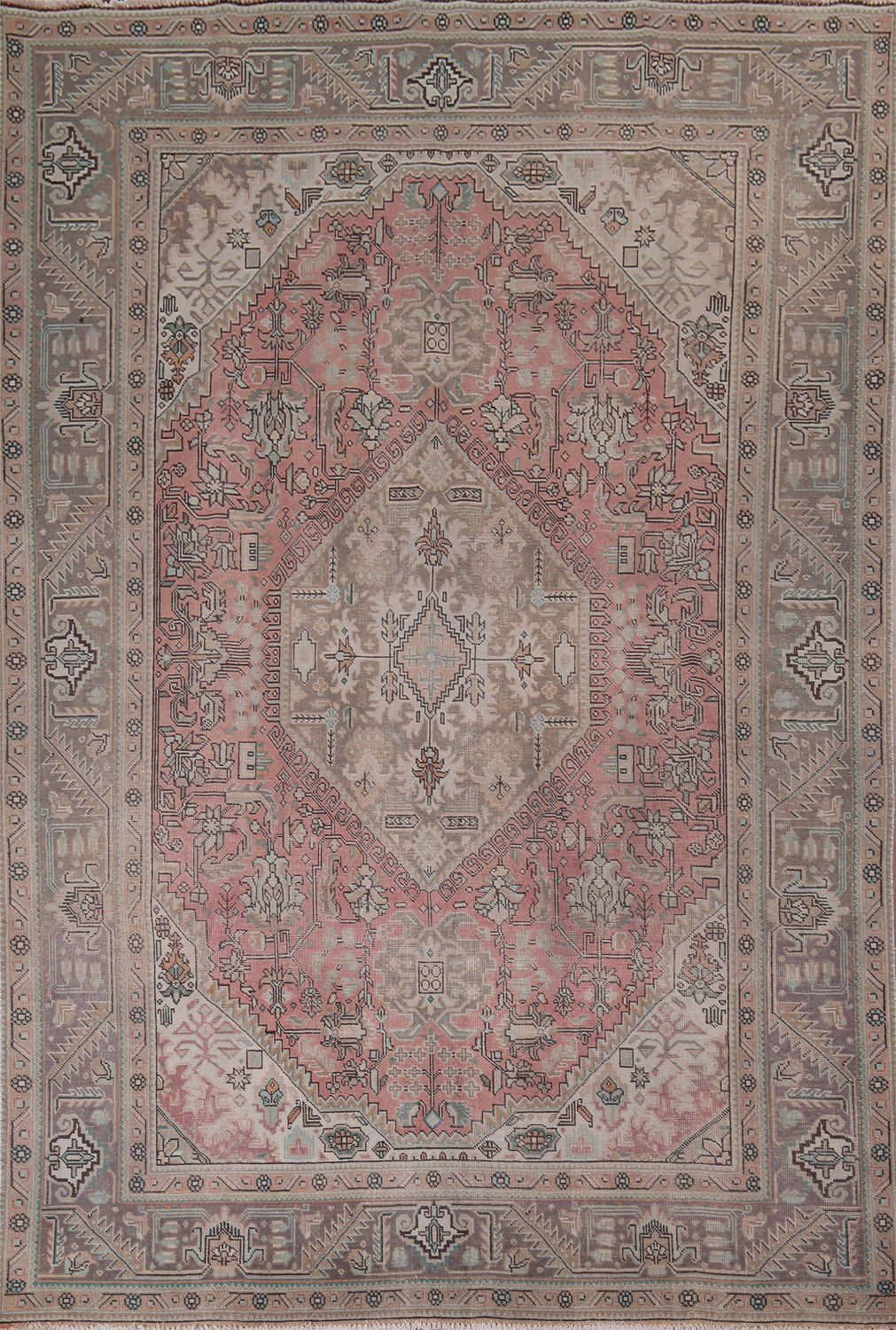 Pink Distressed Tabriz Persian Area Rug 8x11