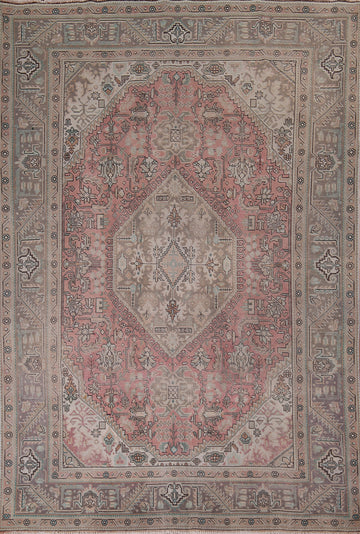 Pink Distressed Tabriz Persian Area Rug 8x11