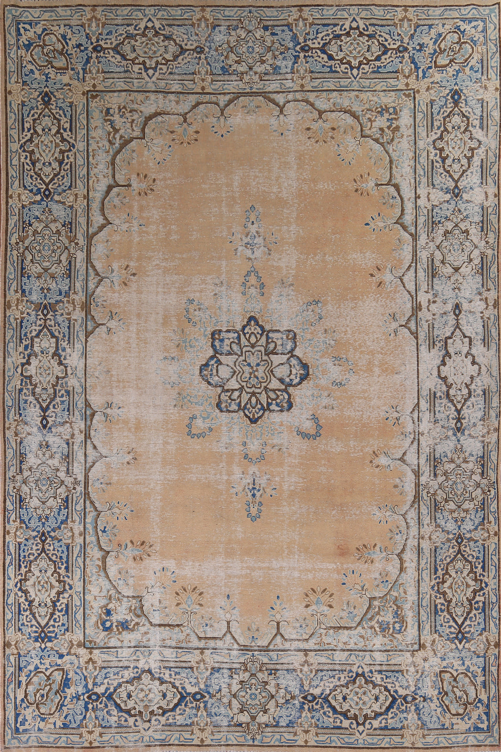 Vintage Geometric Kerman Persian Large Rug 10x14