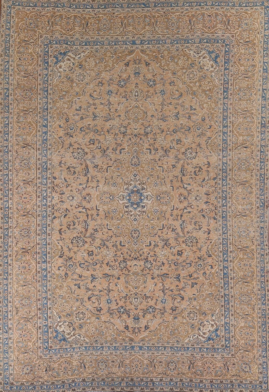 Distressed Floral Kashan Persian Area Rug 9x13