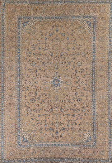 Distressed Floral Kashan Persian Area Rug 9x13