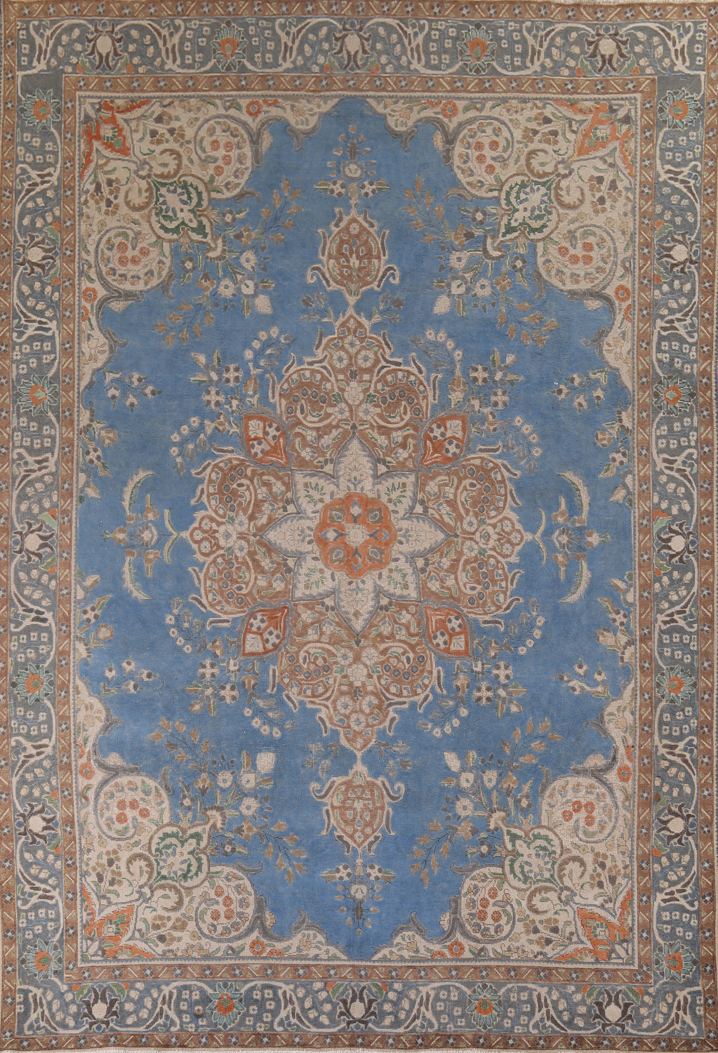 Handmade Blue Tabriz Persian Area Rug 10x13