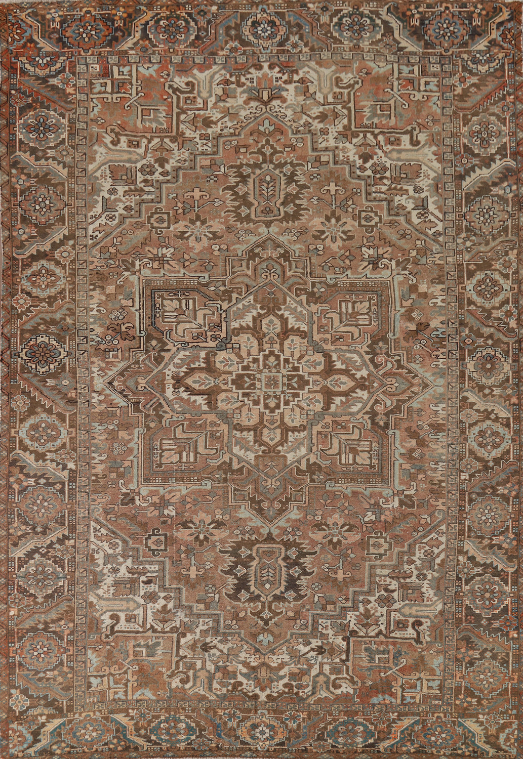 Vintage Geometric Heriz Persian Area Rug 8x11