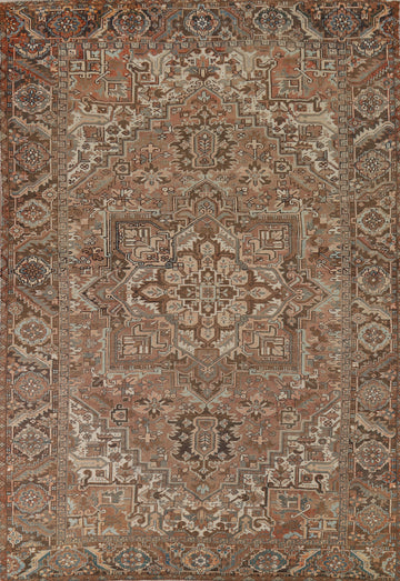 Vintage Geometric Heriz Persian Area Rug 8x11