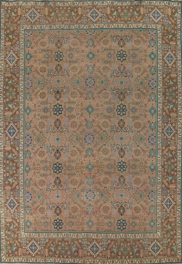 All-Over Vintage Wool Tabriz Persian Area Rug 10x13