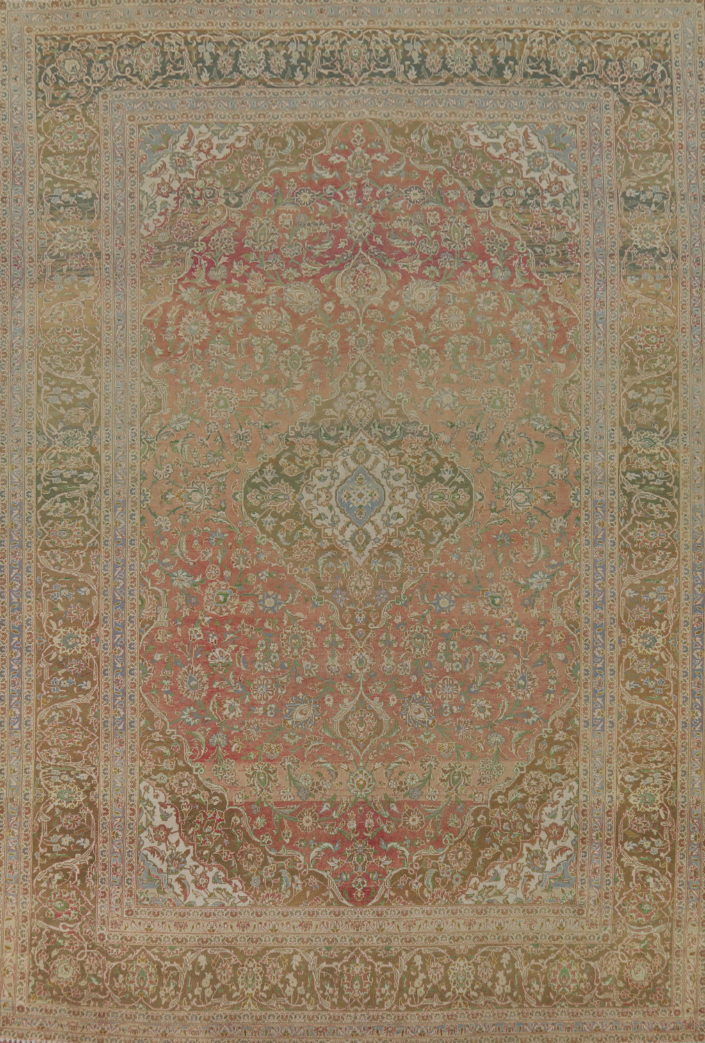 Traditional Kashan Distressed Persian Area Rug 9x13