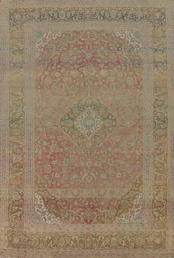 Traditional Kashan Distressed Persian Area Rug 9x13