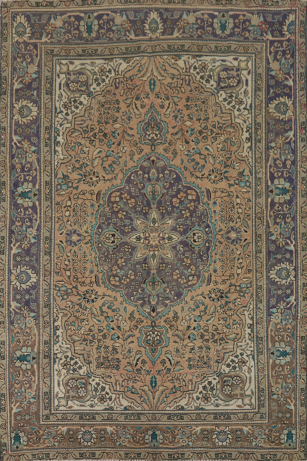 Distressed Floral Tabriz Persian Area Rug 7x10