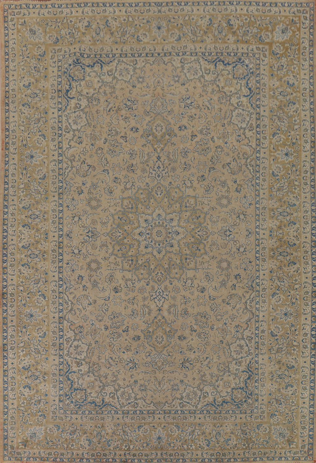 Distressed Wool Kashan Persian Area Rug 10x13