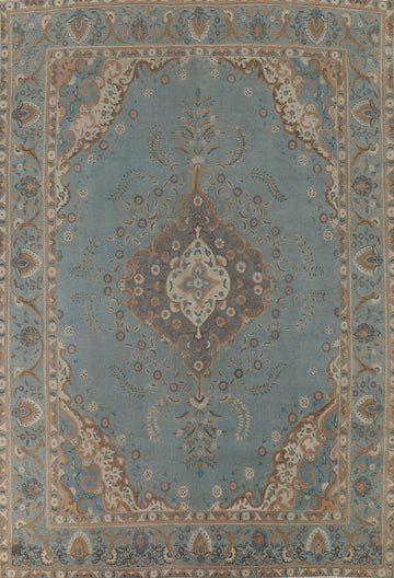 Vintage Blue Tabriz Persian Area Rug 10x13