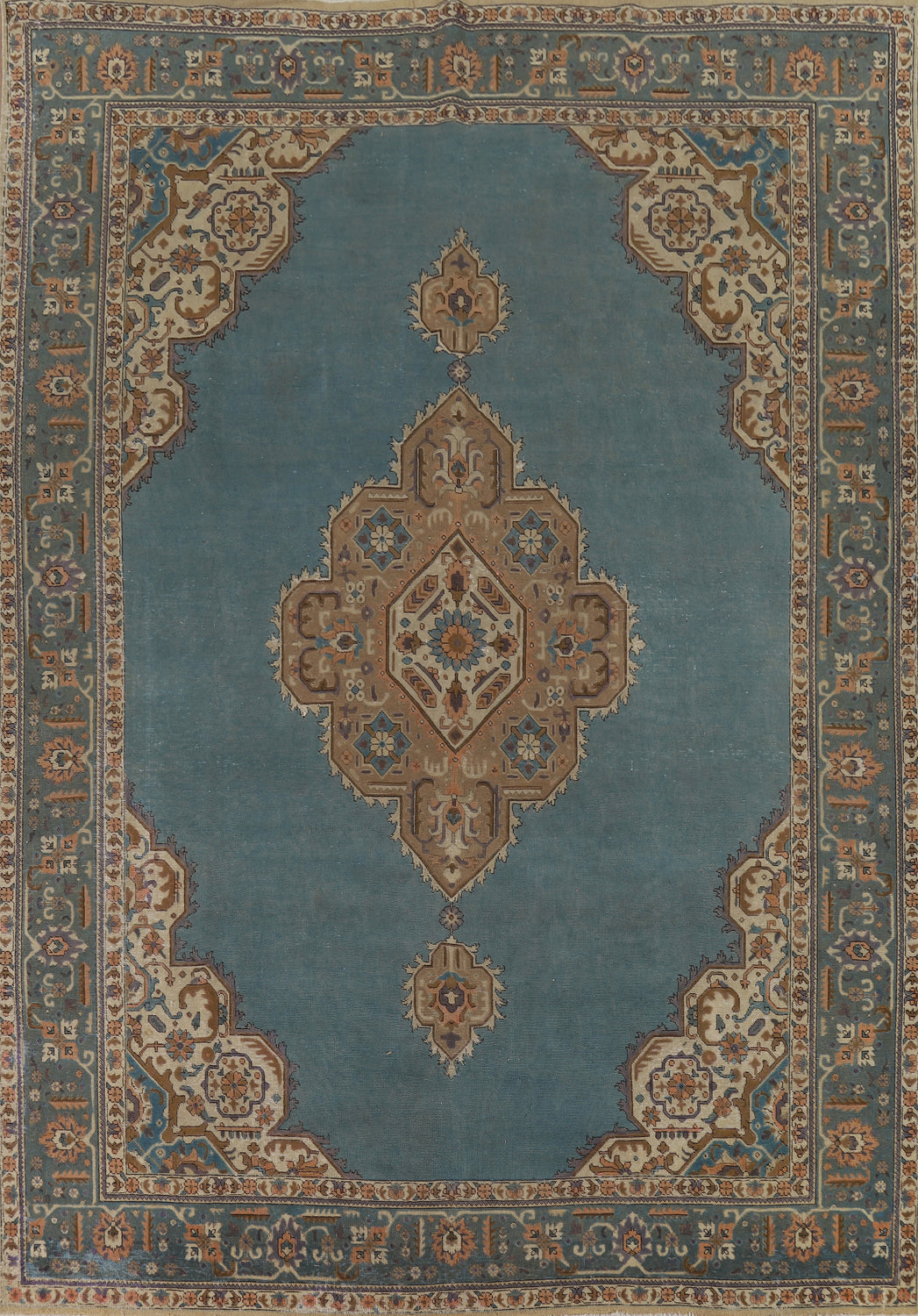 Blue Handmade Wool Tabriz Persian Area Rug 9x13