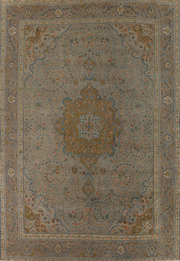 Distressed Floral Tabriz Persian Area Rug 10x13