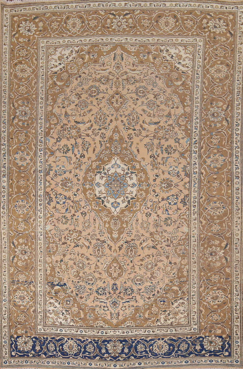 Handmade Wool Floral Mashad Persian Area Rug 7x10