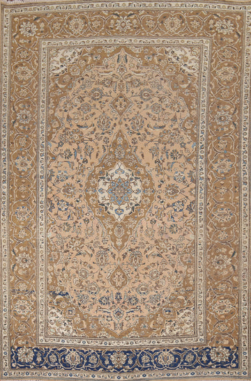 Handmade Wool Floral Mashad Persian Area Rug 7x10