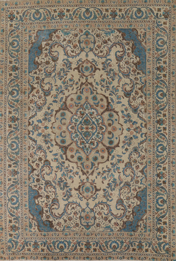 Distressed Floral Tabriz Persian Area Rug 8x11