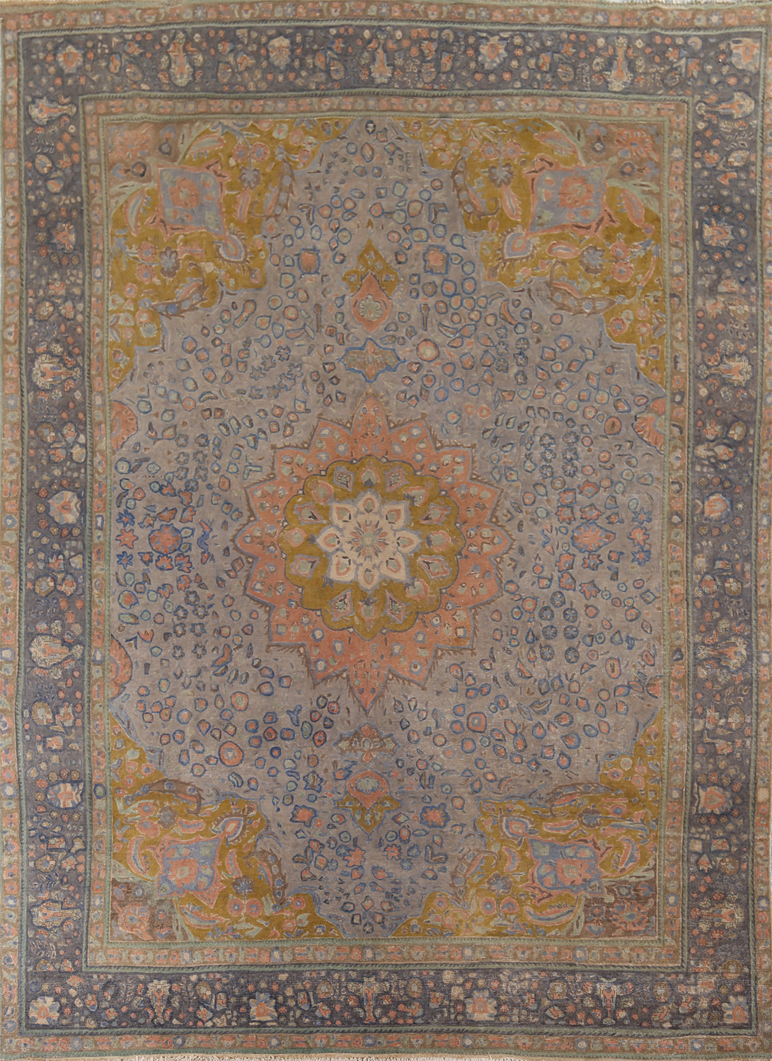 Vintage Distressed Tabriz Persian Area Rug 10x13