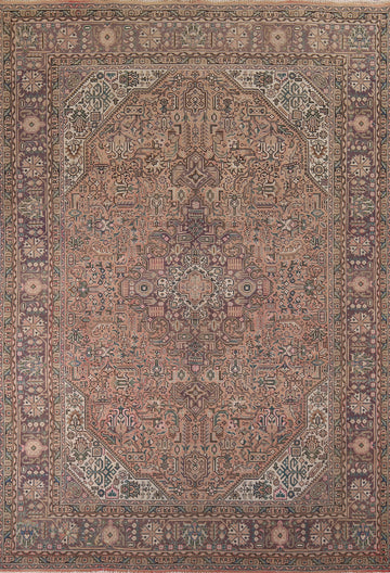 Pink Geometric Tabriz Living Room Persian Rug 8x11