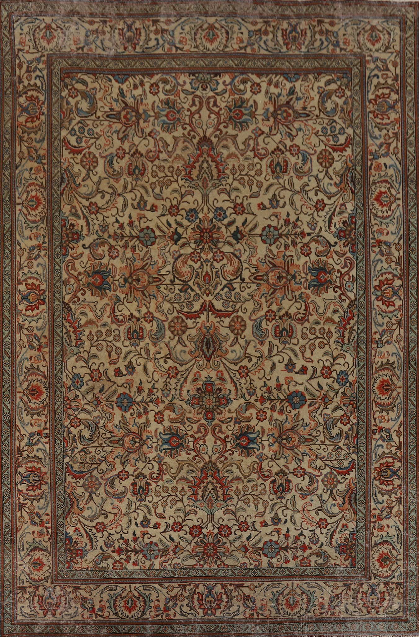 Vintage Floral Tabriz Persian Area Rug 7x10