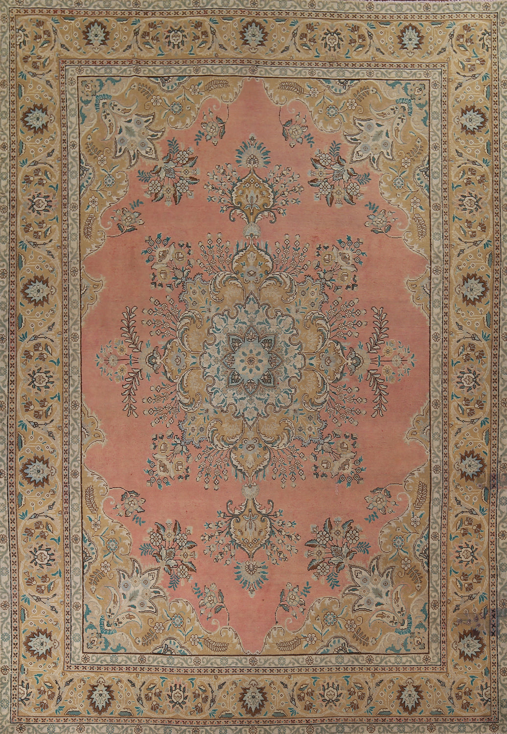 Handmade Pink Tabriz Persian Area Rug 10x13