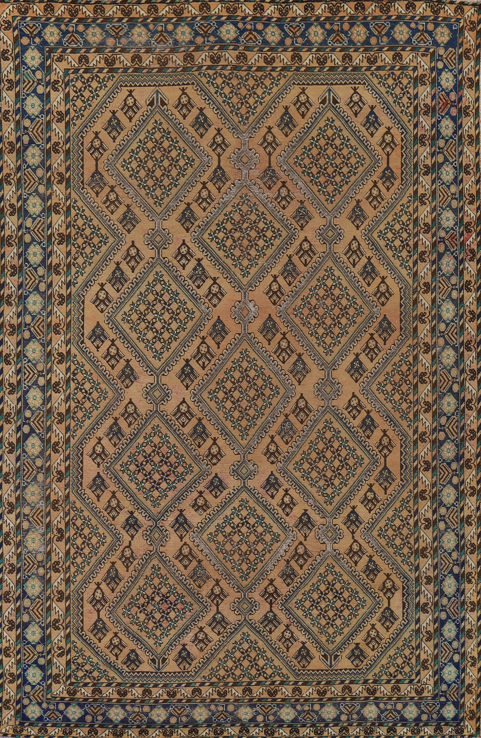 Handmade Geometric Bakhtiari Persian Area Rug 7x10