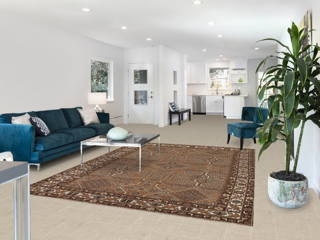 Brown Geometric Balouch Persian Living Room Rug 7x9