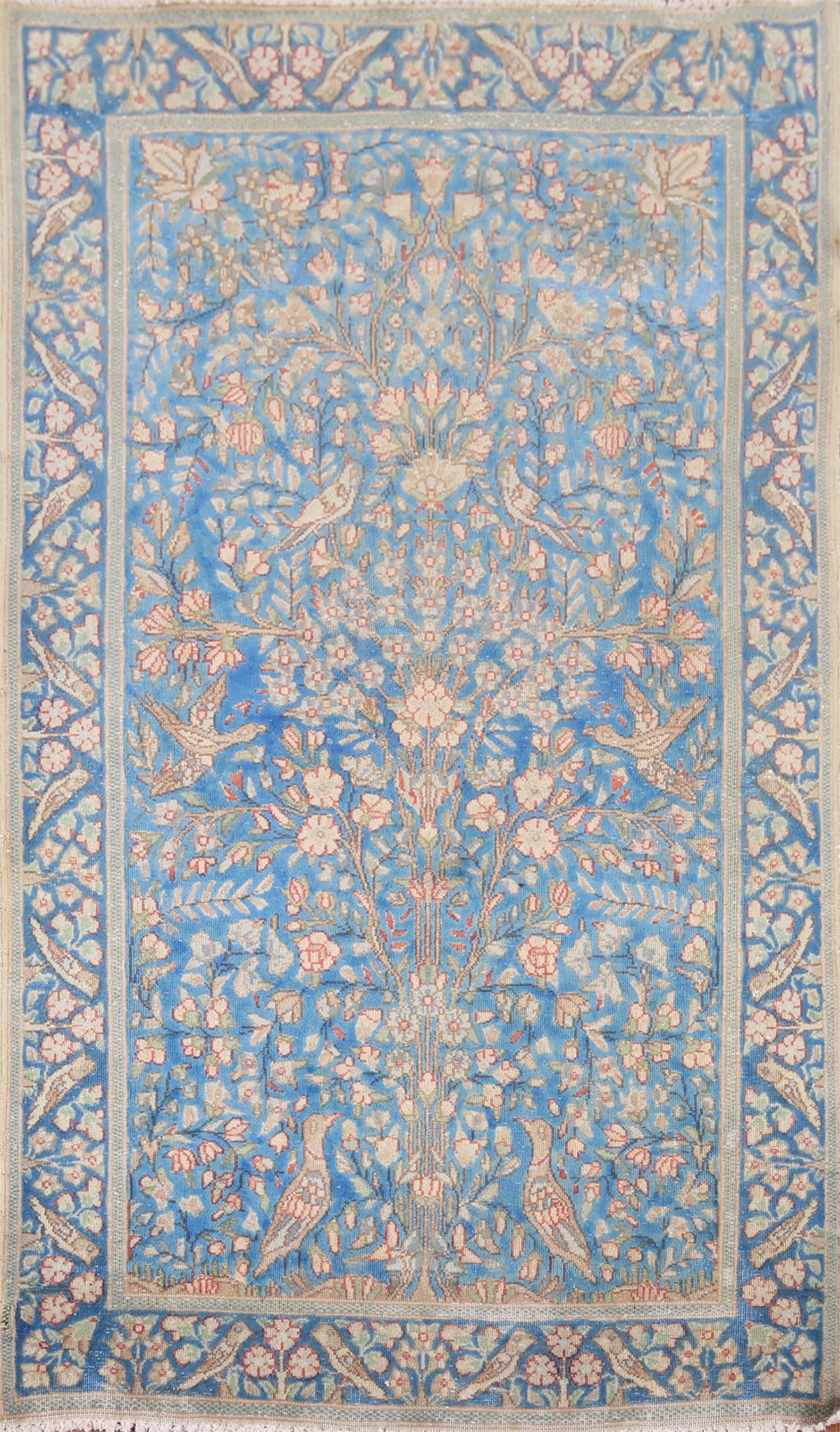 All-Over Blue Animals Design Kerman Persian Rug 3x5