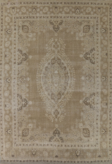 Distressed Wool Tabriz Persian Area Rug 10x13