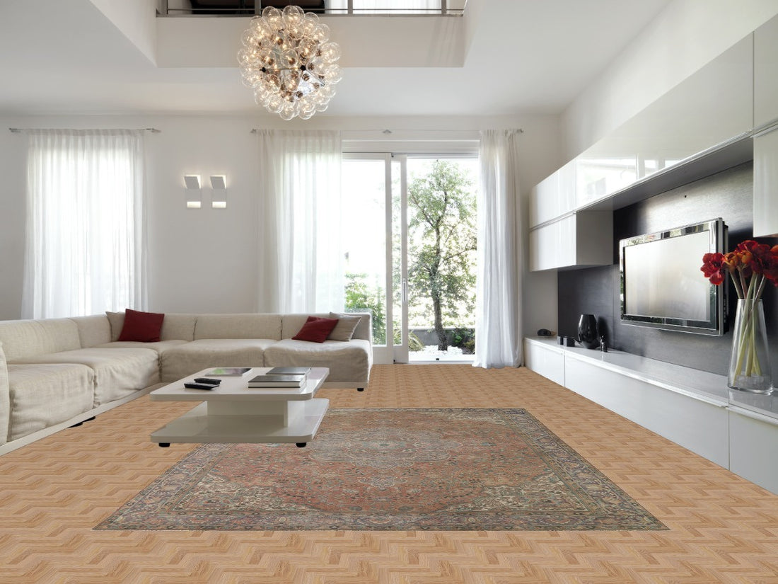 Distressed Floral Tabriz Persian Area Rug 10x13