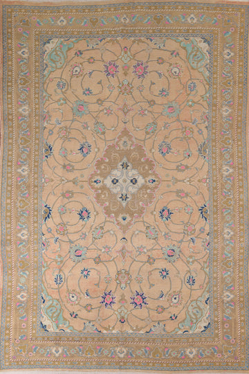Vintage Floral Wool Mashad Persian Area Rug 8x11