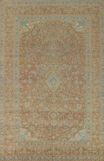 Distressed Floral Mashad Persian Area Rug 8x12