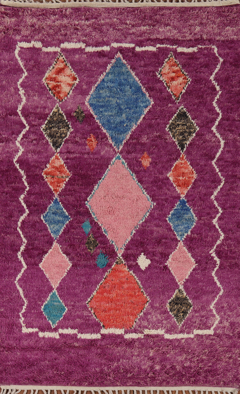 Purple Wool Moroccan Oriental Area Rug 5x9