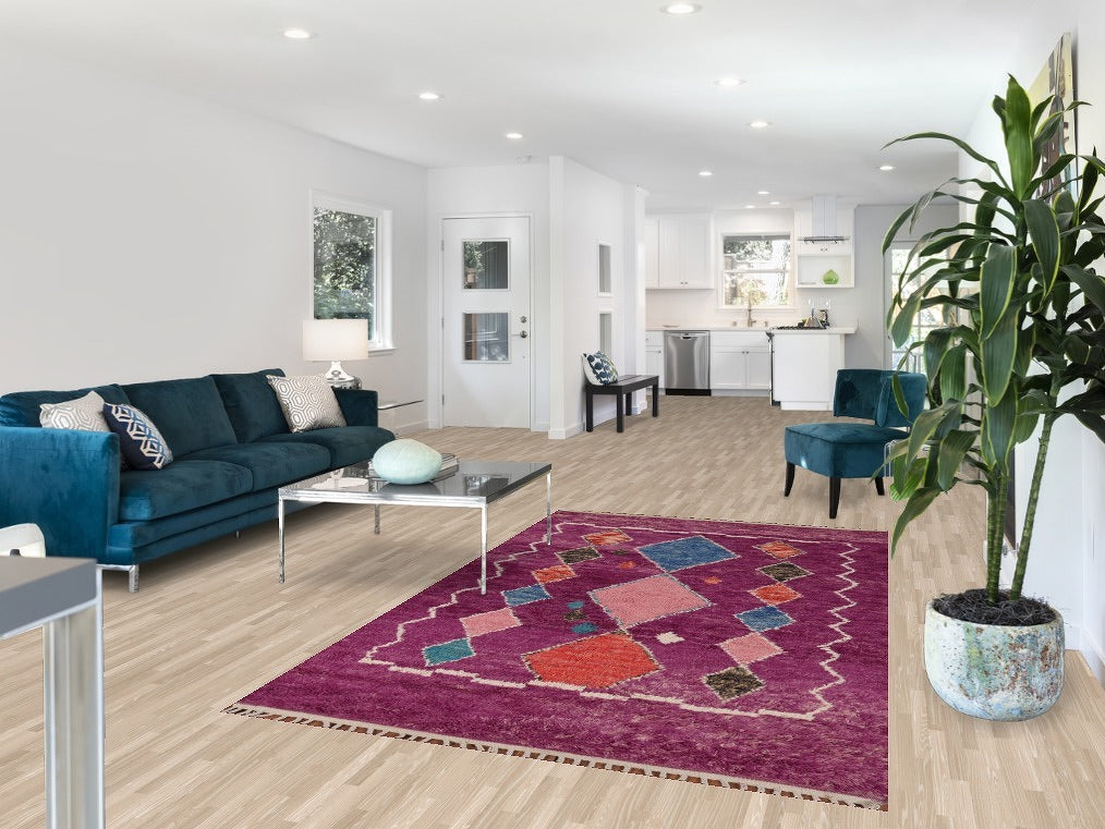 Purple Wool Moroccan Oriental Area Rug 5x9
