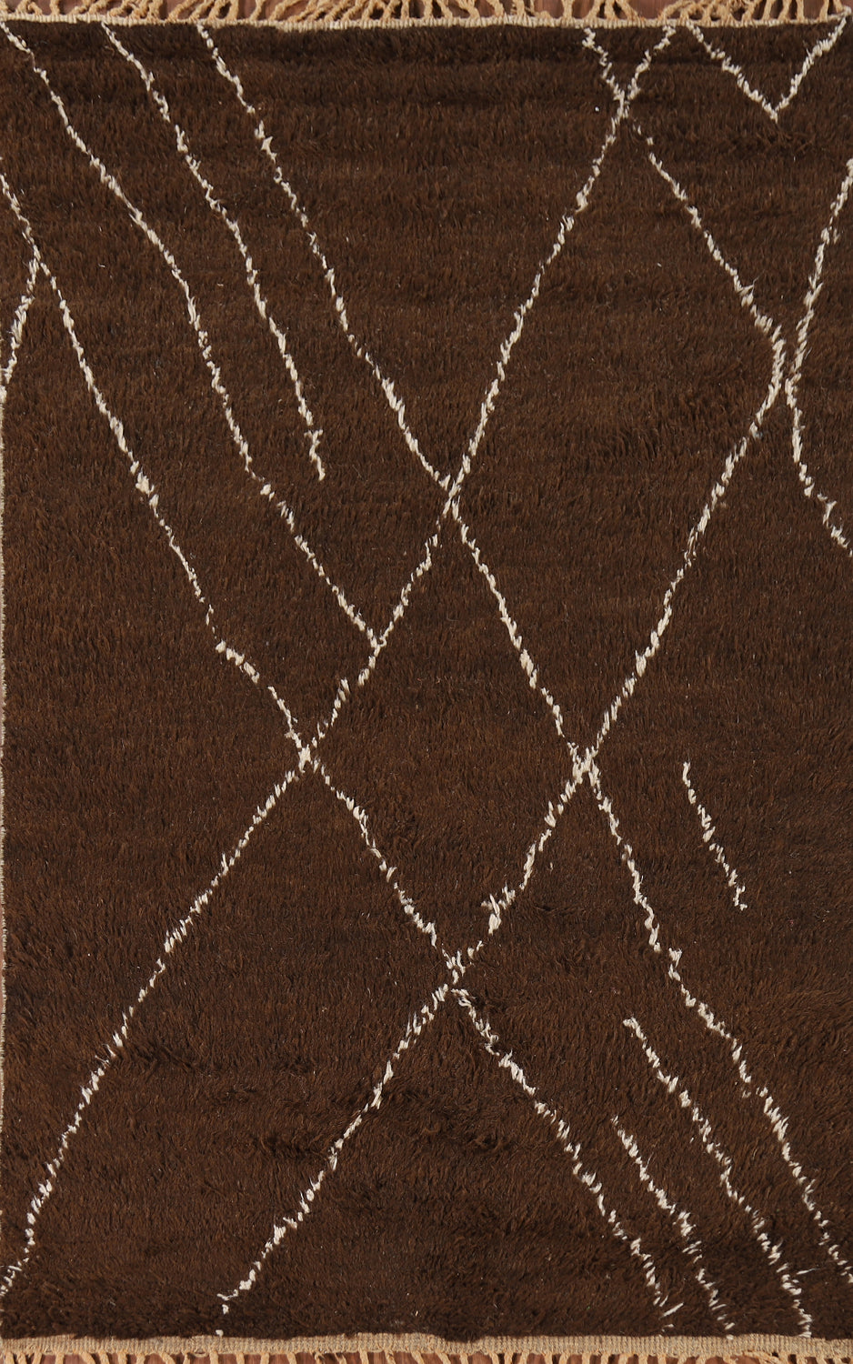 Brown Wool Moroccan Oriental Area Rug 5x9