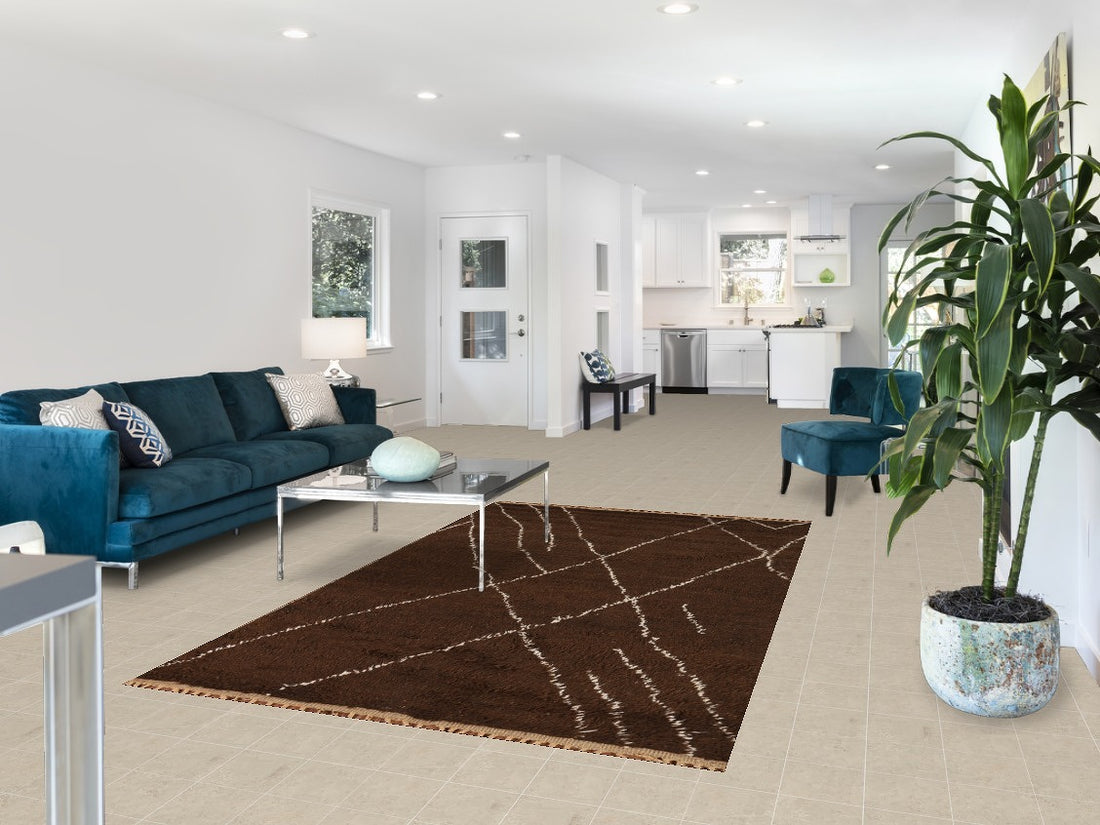Brown Wool Moroccan Oriental Area Rug 5x9