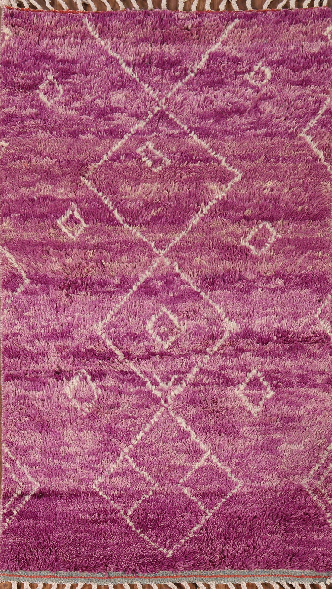 Purple Plush Geometric Moroccan Oriental Rug 3x6