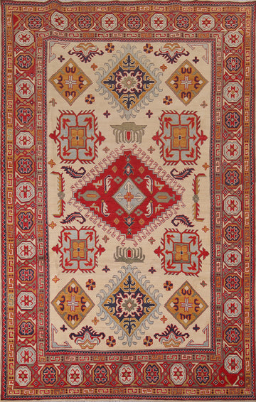Handmade Wool Kazak Oriental Area Rug 6x10