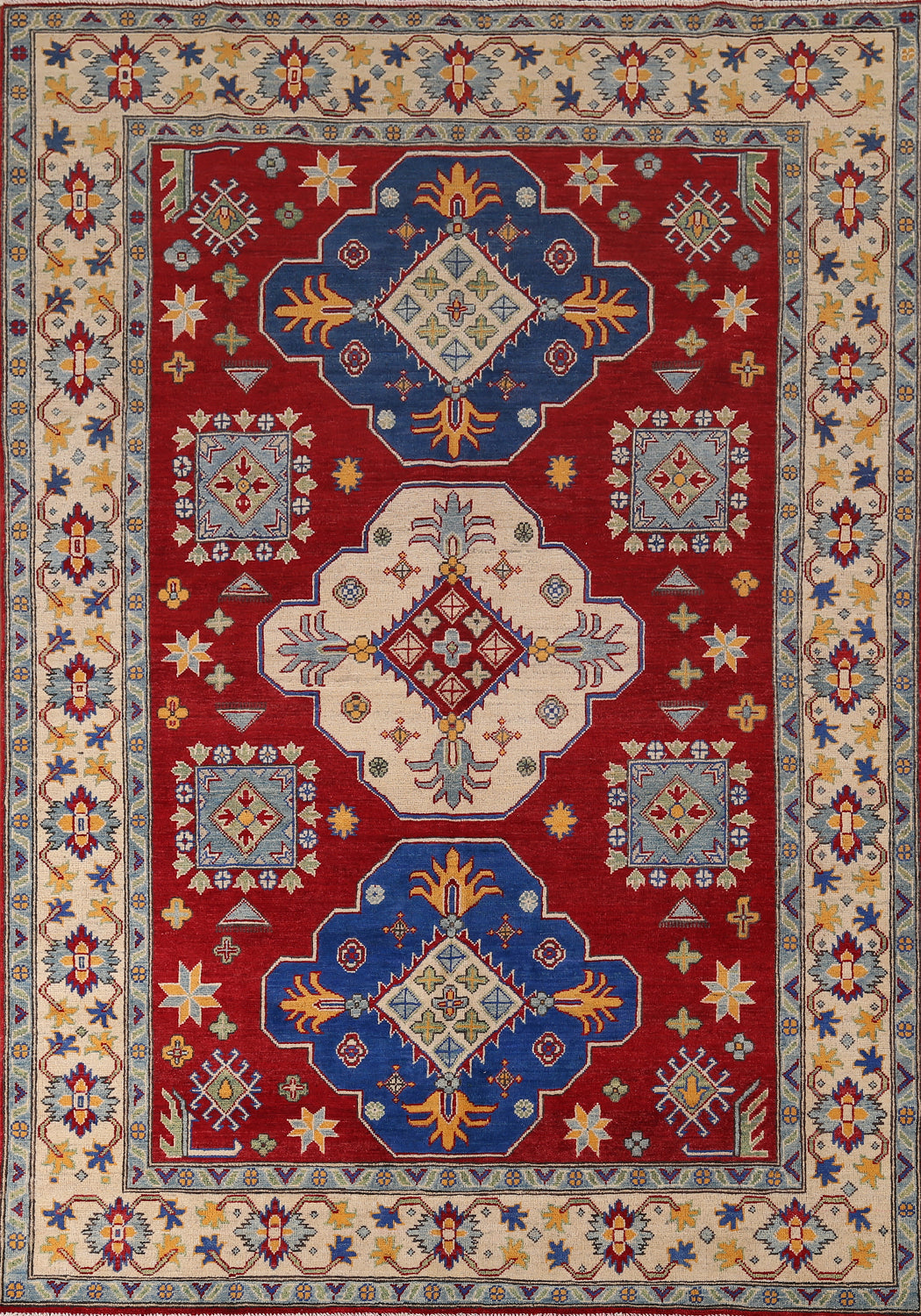 Red Geometric Kazak Living Room Area Rug 6x9