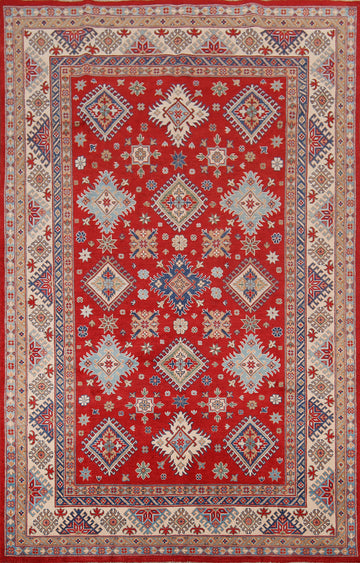 Handmade Red Kazak Living Room Area Rug 6x10
