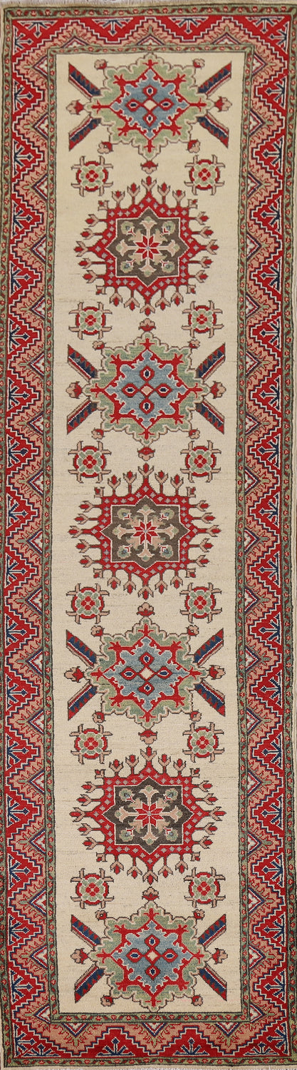 Handmade Wool Kazak Oriental Runner Rug 3x13