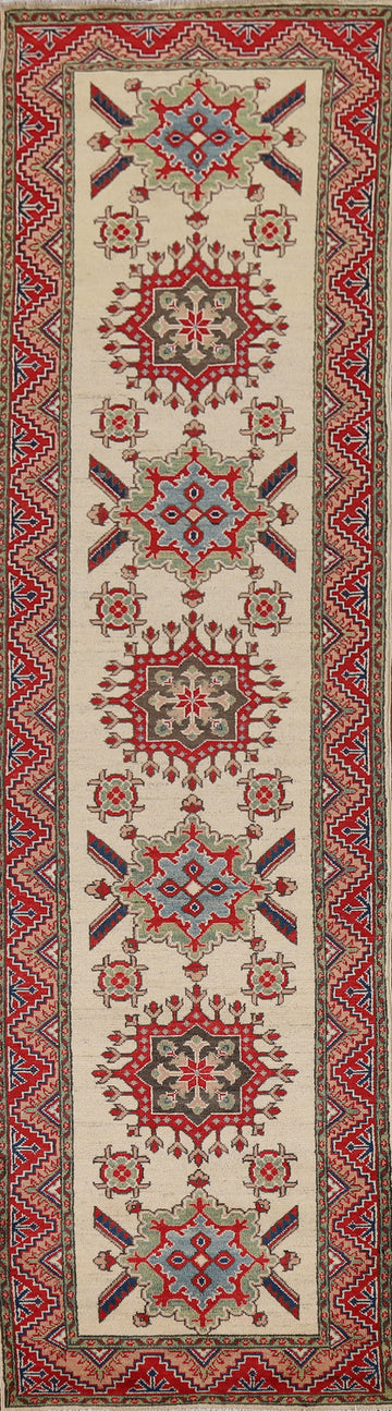 Handmade Wool Kazak Oriental Runner Rug 3x13