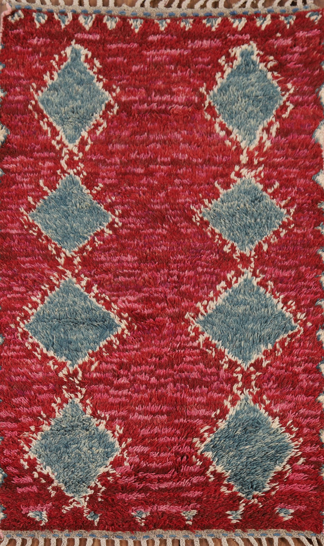 Geometric Plush Red Moroccan Oriental Rug 3x5