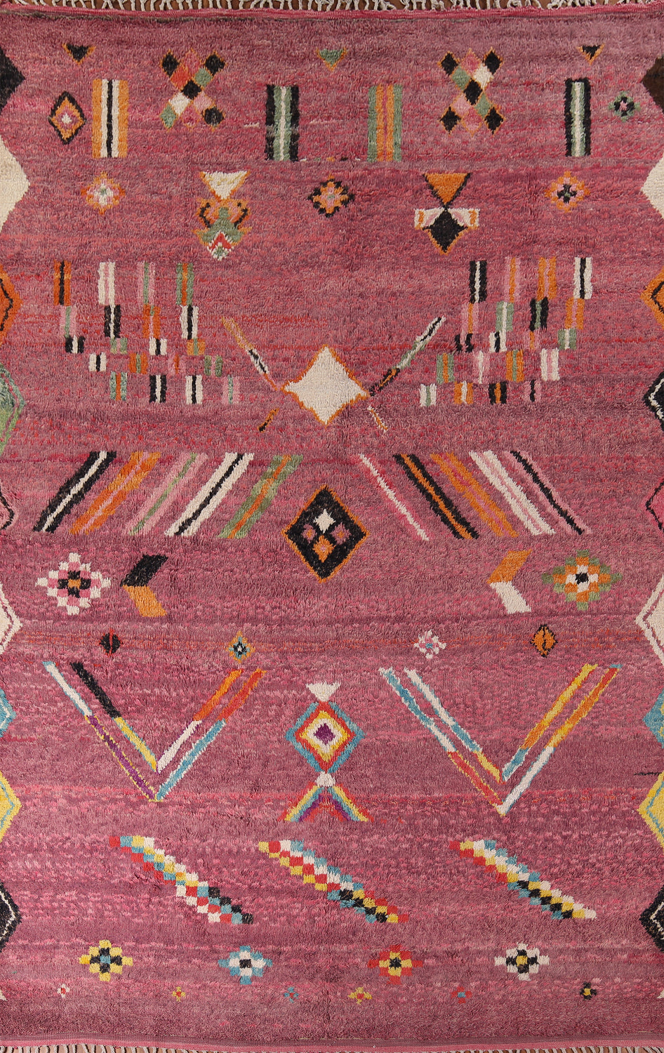 Pink Geometric Moroccan Handmade Large Rug 10x15