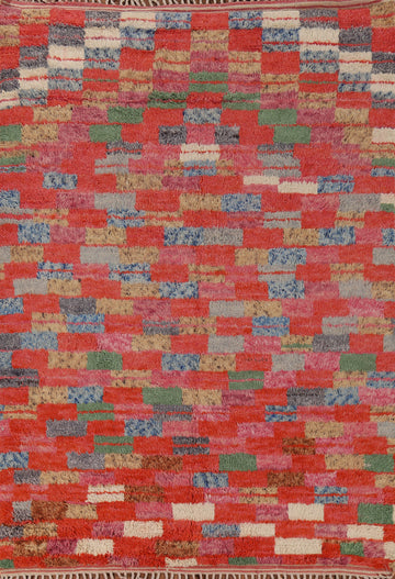 Checkered Wool Moroccan Living Room Rug 7x10